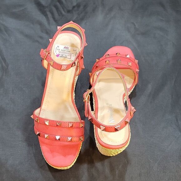BRAND NEW NATURE BREEZE Tally-04 PINK STUDDED OPEN TOE ESPADRILLE WEDGE S2 - Picture 4 of 16